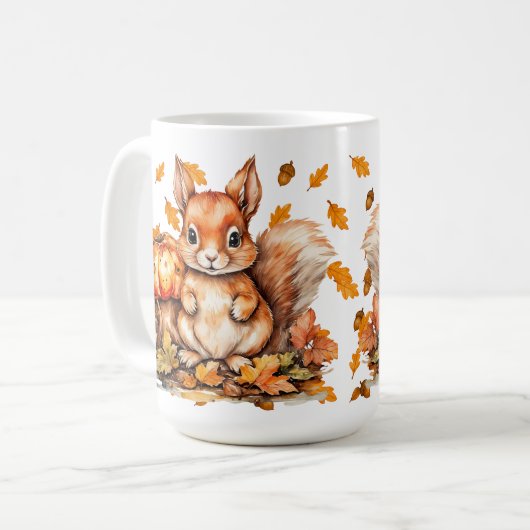 Mug Écureuil mou aux champignons - Faune d'automne (Devant gauche)