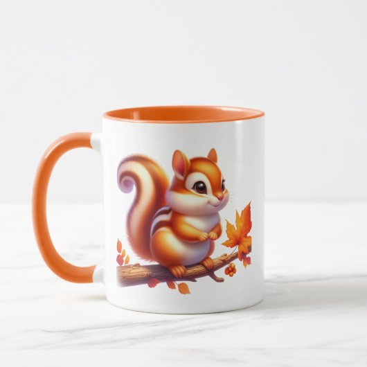 Mug Écureuil saisonnier de l'automne mûr ajouter un mo (Gauche)