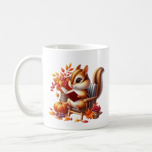 Mug Écureuil saisonnier de l'automne mûr ajouter un mo (Gauche)