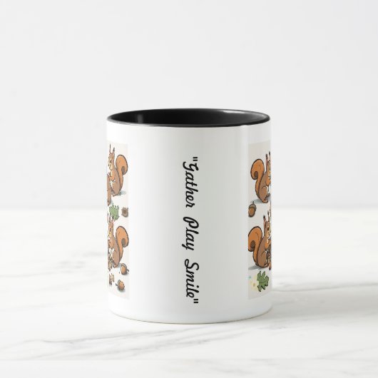 Mug "Écureuils Animés ramassant les noix" (Centre)