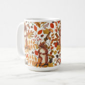 Mug Écureuils d'automne et flore automnale sur le blan (Devant gauche)