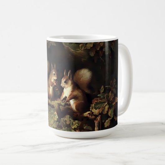 Mug Écureuils de bois dans le chêne (Devant droit)