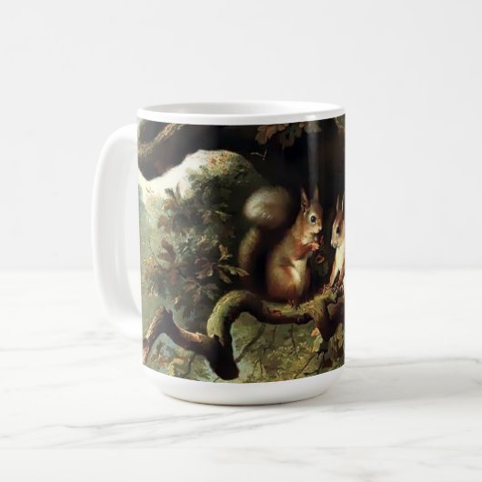 Mug Écureuils de bois dans le chêne (Devant gauche)