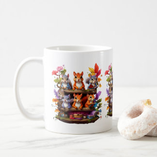 Mug Écureuils Sur Une Librairie En Bois