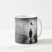 Mug Edgar Allan Poe Poet Bridge Ravens Foggy Éffrayant (Devant droit)