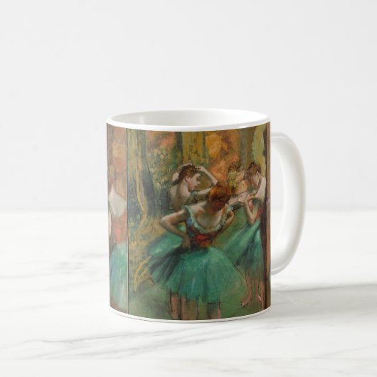 Mug Edgar Degas Dancers rose en vert impressionniste (Devant droit)