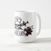 Mug Edgy Tattoo Skull Nurse Scrub Life  (Devant droit)