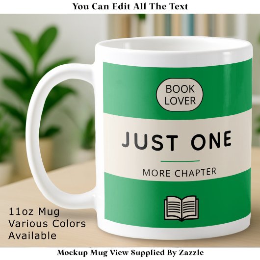 Mug Editable Classic Retro Paperback Book Cover Green