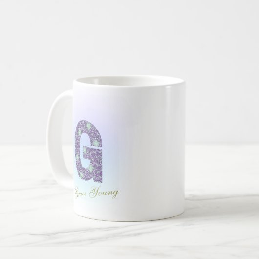 Mug Editable Floral Letter G Monogram Personalized (Devant gauche)