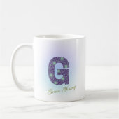 Mug Editable Floral Letter G Monogram Personalized (Gauche)
