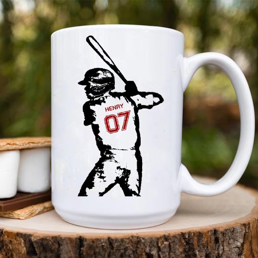 Mug Editable Name & Jersey Number Baseball Birthday