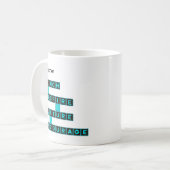 Mug Éducateur Enseignant Carreau de mot Turquoise Text (Devant gauche)