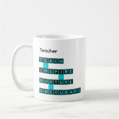 Mug Éducateur Enseignant Carreau de mot Turquoise Text (Gauche)