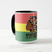 Mug Education Is Freedom Afro Profile Design  (Devant gauche)