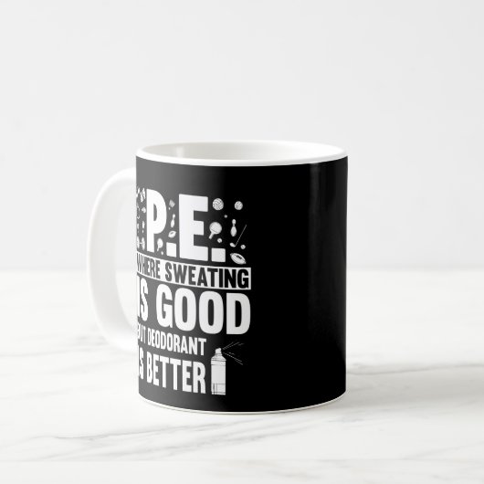 Mug Éducation physique PE Enseignant plaisanter (Devant gauche)