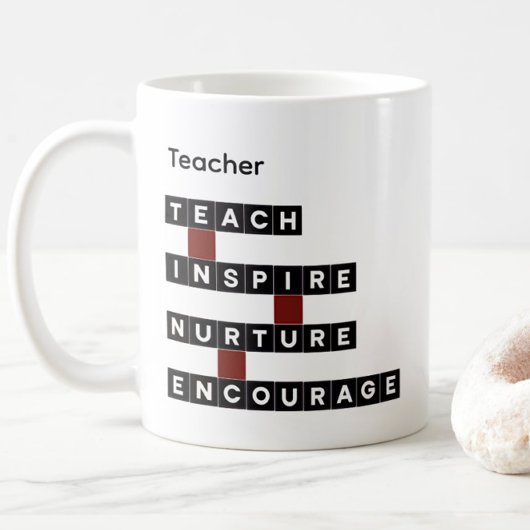 Mug Educator Teacher Word Tile Black Custom Text