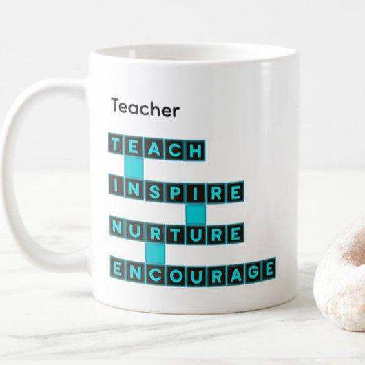 Mug Educator Teacher Word Tile Teal Custom Text