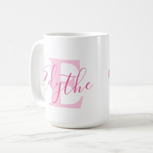 Mug Edyle nom signifiant texte rose monogramme (Devant gauche)