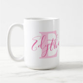 Mug Edyle nom signifiant texte rose monogramme (Gauche)
