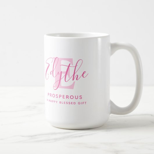 Mug Edyle nom signifiant texte rose monogramme (Droite)