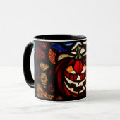 Mug Effet de vitrail de citrouille effrayant de Samhai (Devant gauche)