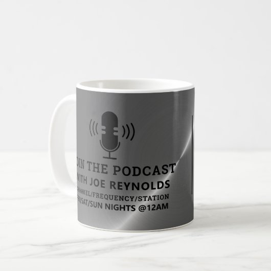Mug Effet Métal Argent, Podcaster, Podcast Advert (Devant gauche)