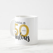 Mug Effet Noir et Or 50e anniversaire Personnalisé (Devant gauche)