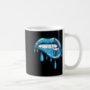 Mug Effet rouge à lèvres mordant bleu dégoulinant 80s