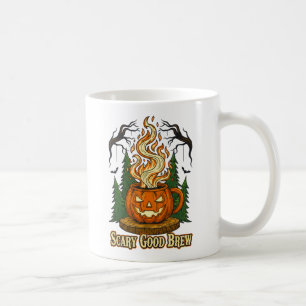 Mug Effrayant café Citrouille brun Halloween Art