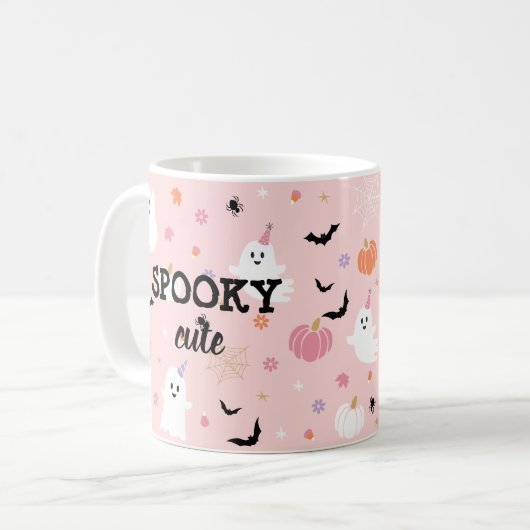 Mug Éffrayant Cute Dusty Pink Ghost Halloween (Devant gauche)
