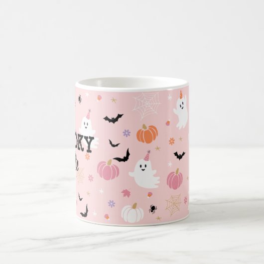 Mug Éffrayant Cute Dusty Pink Ghost Halloween (Centre)