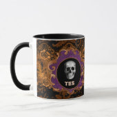 Mug Éffrayant Elegant Hallloween Crâne sur Orange Dama (Gauche)