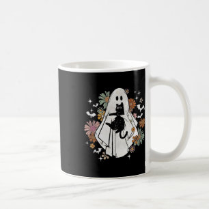 Mug Éffrayant Fantôme tenant Chat noir Super Floral Ha