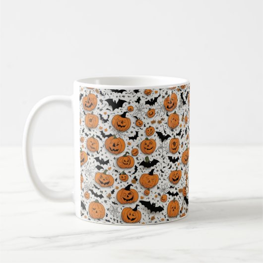 Mug Éffrayant Halloween Citrouilles et chauves-souris (Gauche)