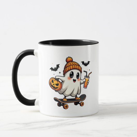 Mug Éffrayant Halloween Patinage Citrouille Fantôme ép (Gauche)