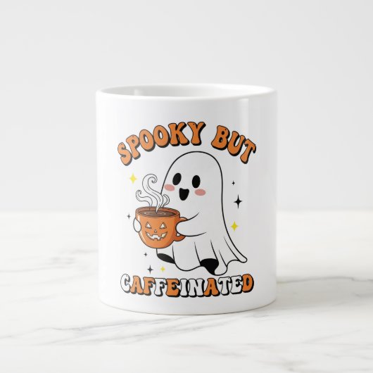 Mug éffrayant, Mais Cafféiné Mignonne Design Fantô (Devant)