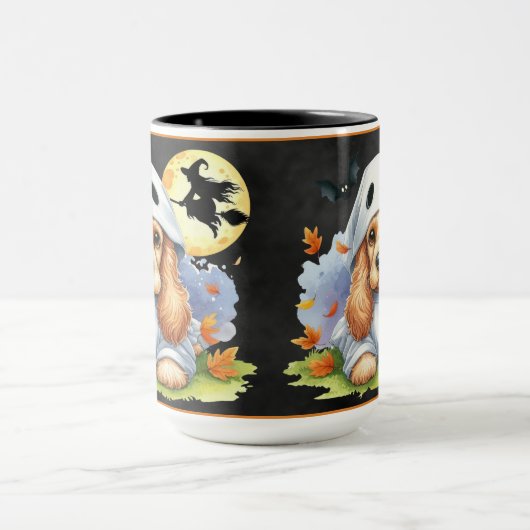 Mug Éffrayant mignon Cocker Spaniel Ghost Chien Hallow (Centre)