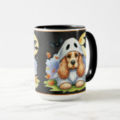 Mug Éffrayant mignon Cocker Spaniel Ghost Chien Hallow (Devant droit)