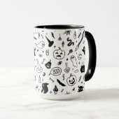 Mug éffrayant motif de doodle de la fête de l'hallowee (Devant droit)