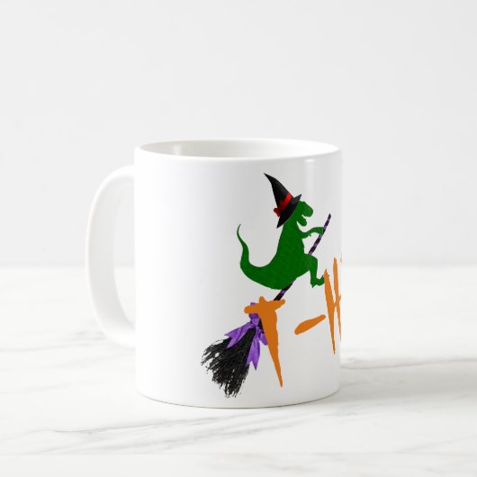 Mug Éffrayant T-hex T-rex sorcière drôle halloween (Devant gauche)