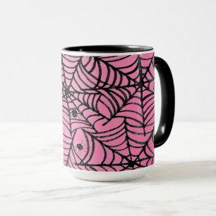 Mug Éffrayante Halloween Spider Webs sur rose