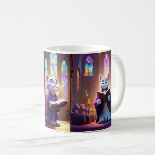Mug Église Chat Fun Mug. (Devant droit)