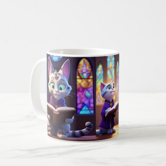 Mug Église Chat Fun Mug. (Devant gauche)