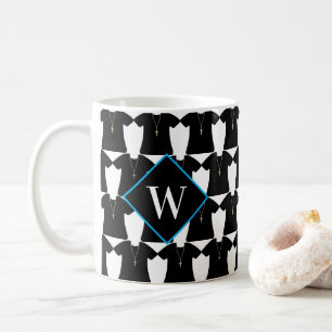 Mug Église prêtre Pasteur Noir Cassock Monogramme