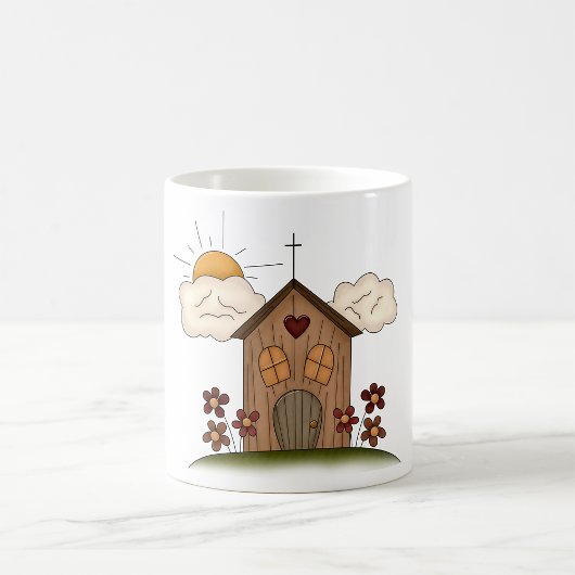 Mug Église Sunny Avec Fleurs Rustique Charme De Pays