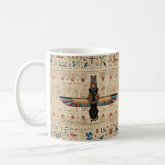 Mug Egyptian Cat - Bastet on papyrus (Gauche)