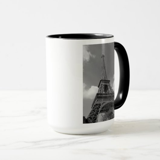Mug Eiffel nuageux en noir et blanc, 2015 (Devant droit)