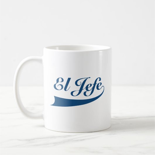 Mug EL Jefe dans le lettrage de bleu marine (Gauche)
