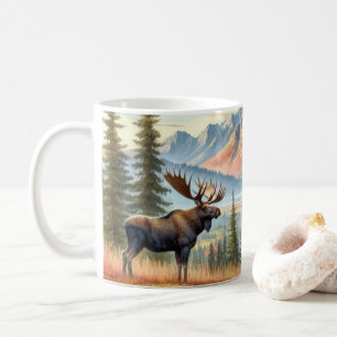 Mug Élan dans un paysage montagneux d'automne