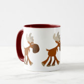 Mug Élan de dessin animé mignon et heureux (Devant gauche)